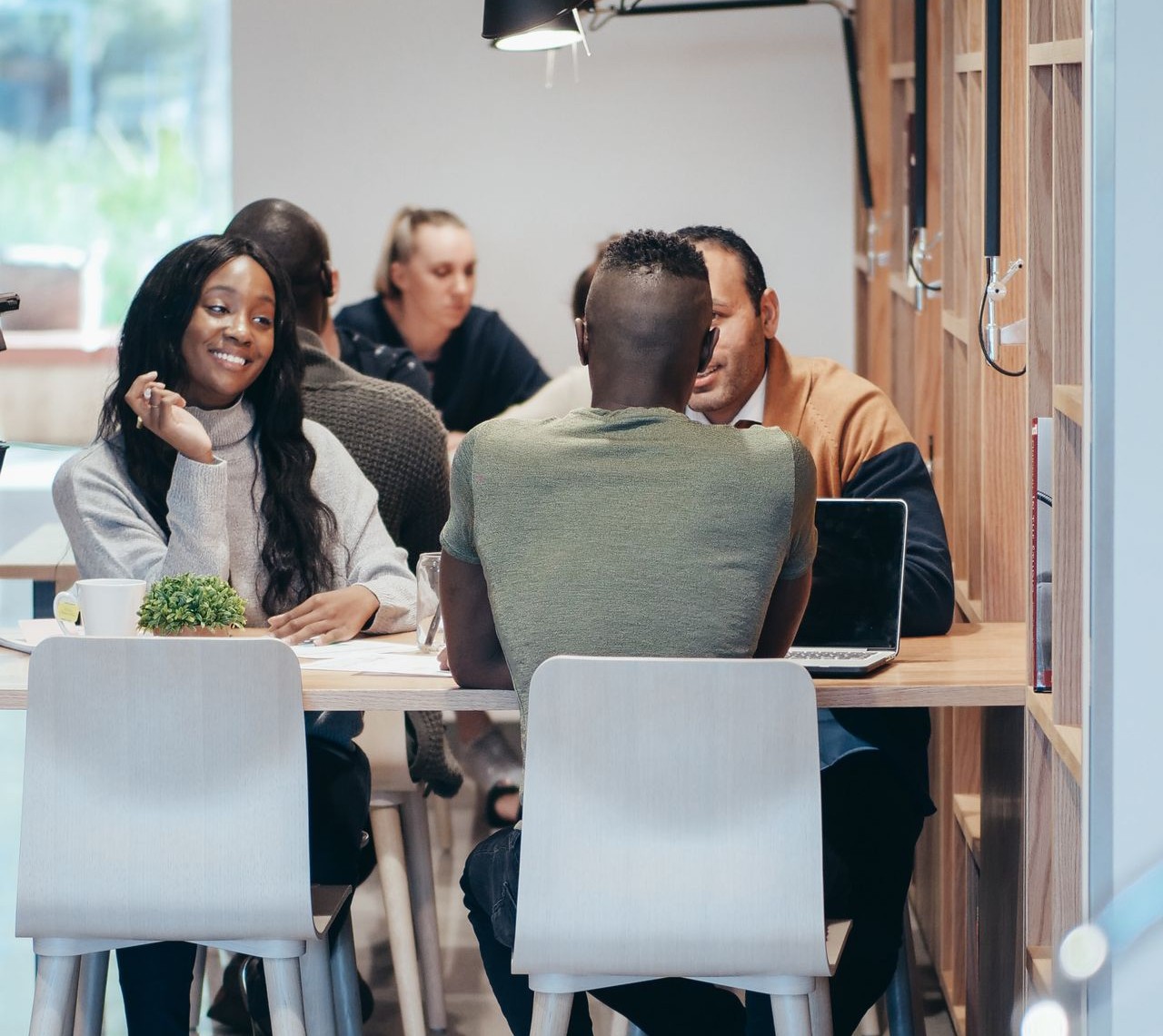 A co-working floor in Accra with developers at work