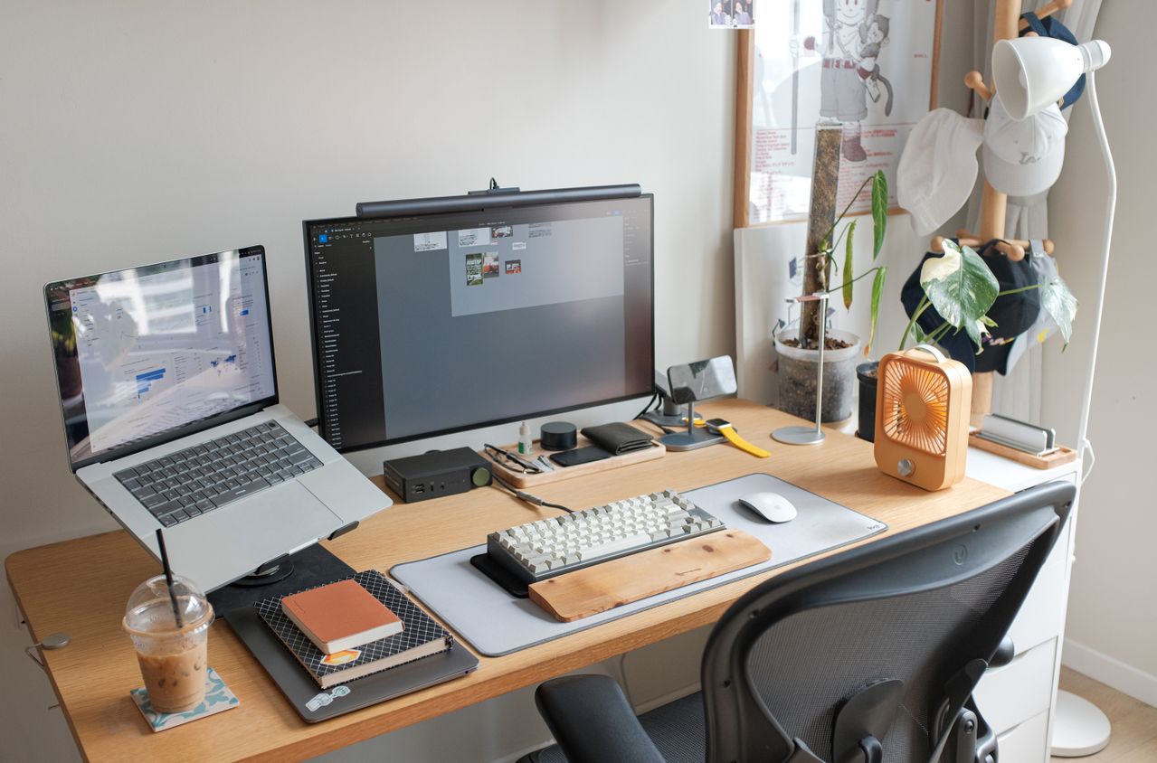 A home workspace set up for remote work